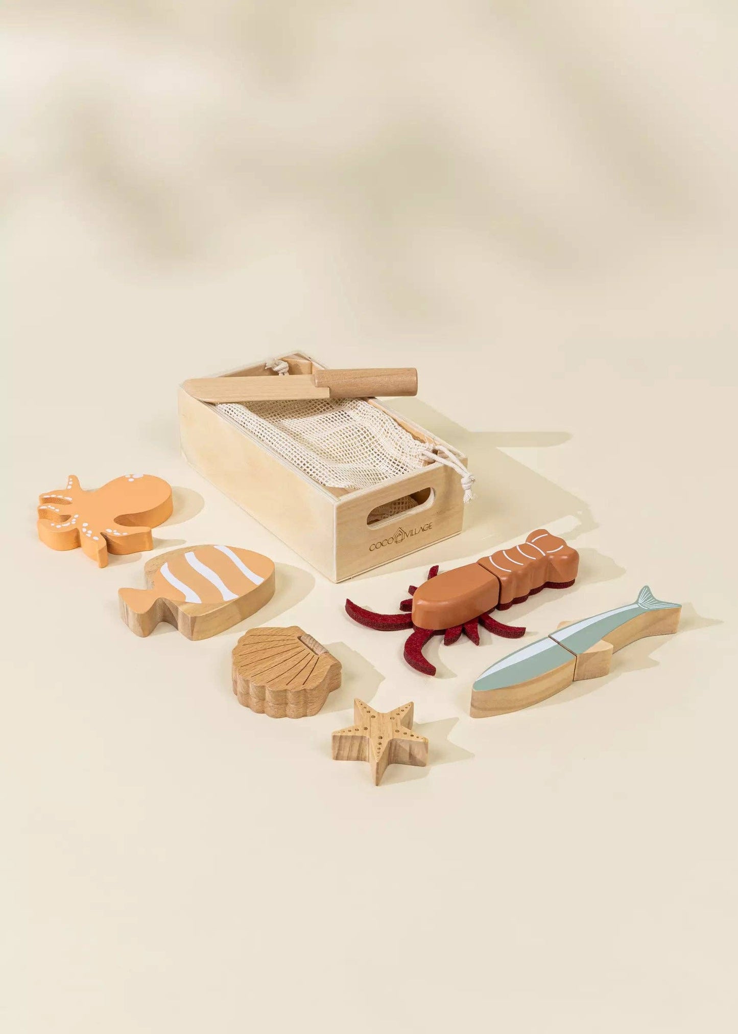 Coffret de jeu en bois pour fruits de mer
