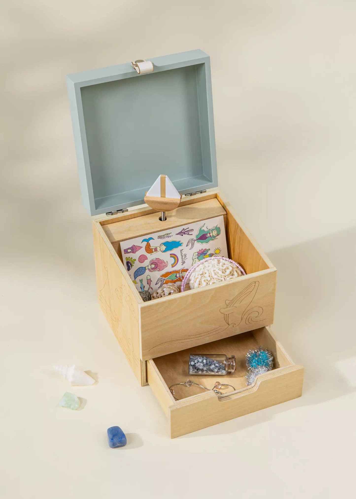 Coffret musical en bois - Océan