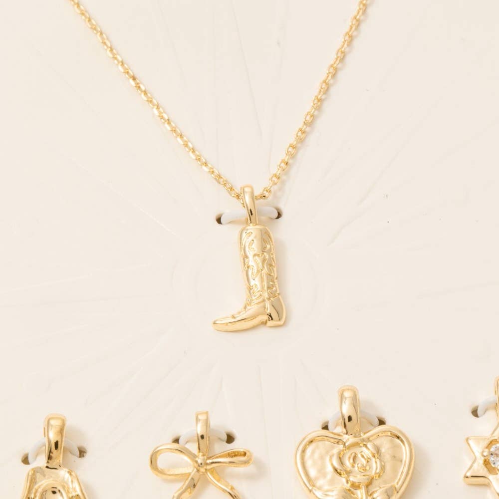 Western Cowboy Boots Swappable Pendant Necklace