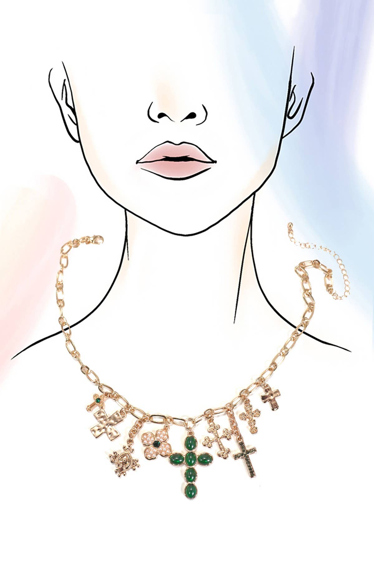 COLLAR CON DIJES - COLLAR CON DIJES DE CRUZ MÚLTIPLE | 80N1290