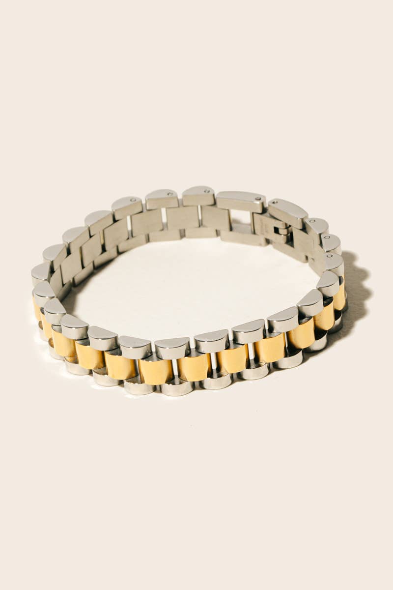 Wide Rounded Watch Chain Bracelet