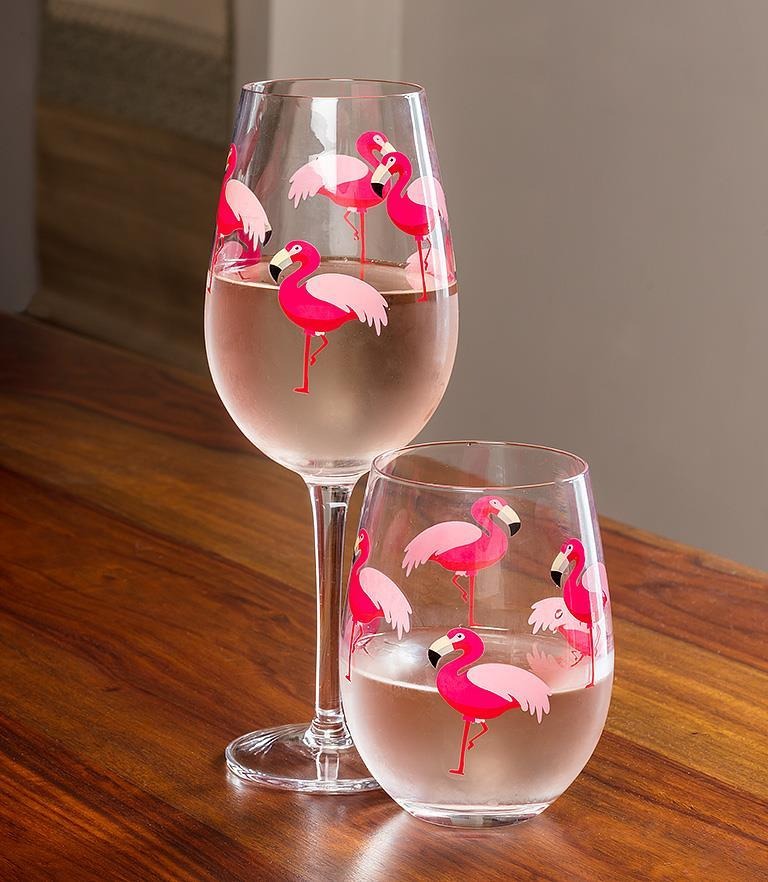 Flamingo Wine Glass STEMLESS