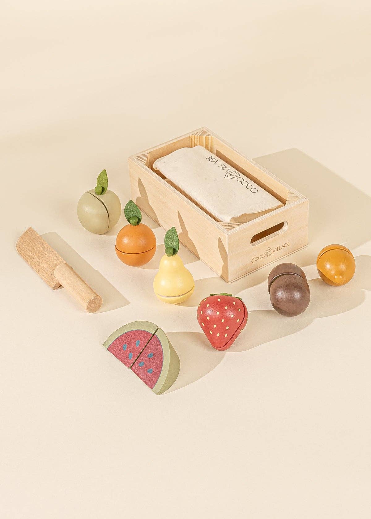 Coffret de jeu de fruits en bois