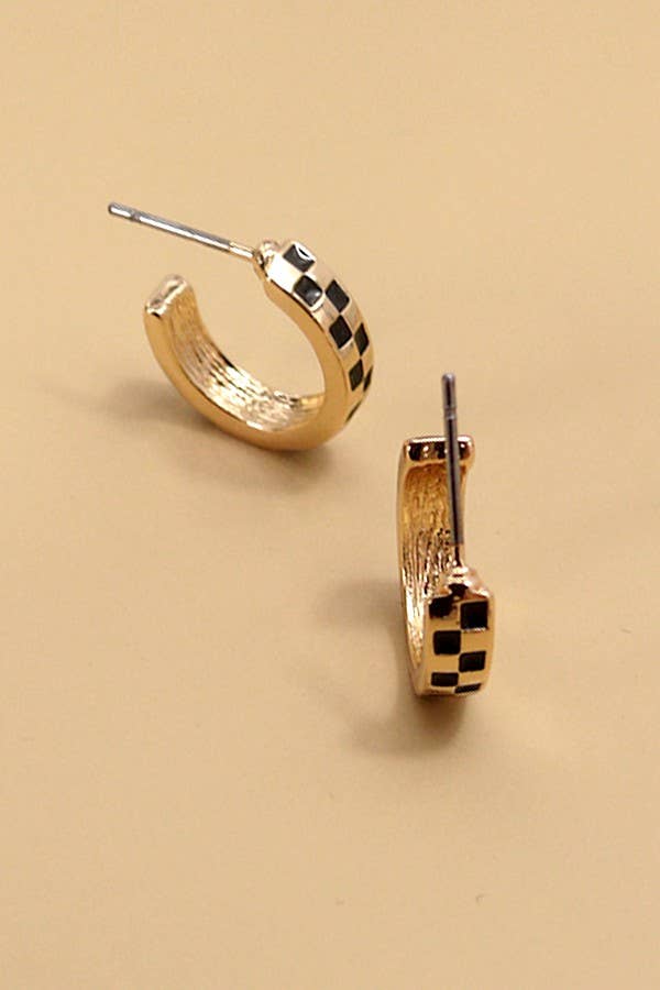 BOUCLES D'OREILLES MINI CHECKER HOOP HUGGIE | 31E24864