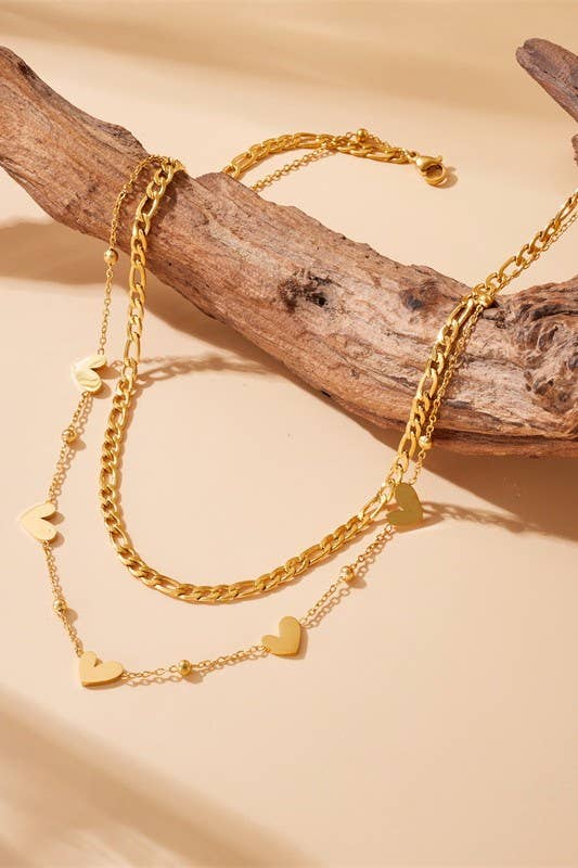 COLLAR EN CAPAS DE ACERO INOXIDABLE DE 18 K SIN DESLUSTRACIÓN | 40NK9424