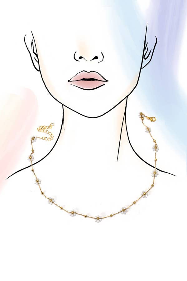 SUMMER MULTI BEADED FLOWER CHARM NECKLACE |