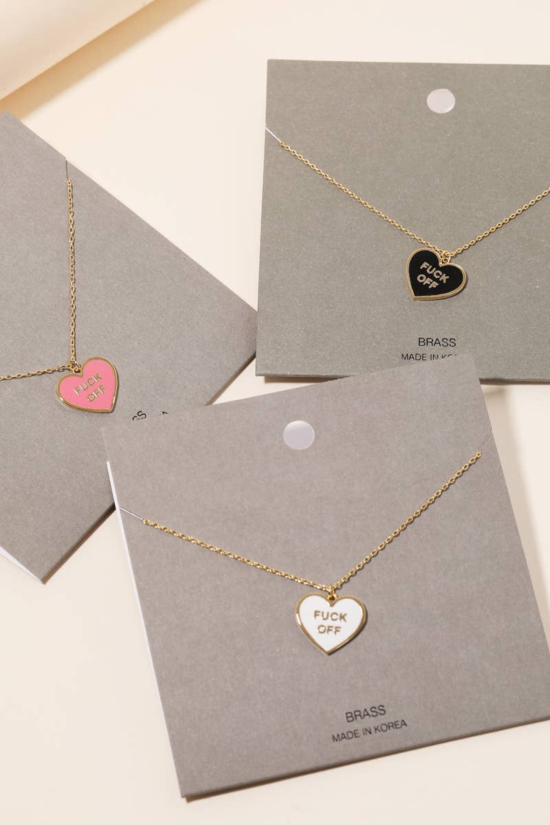 Fuck Off Heart Pendant Necklace