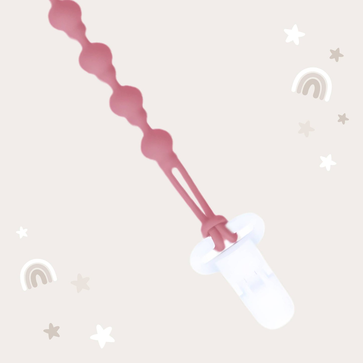 Pacifier Clip - Almond & Dusty Rose