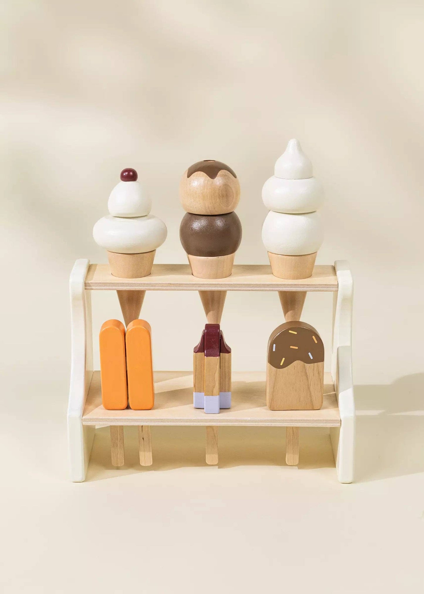 Présentoir à glace en bois et accessoires