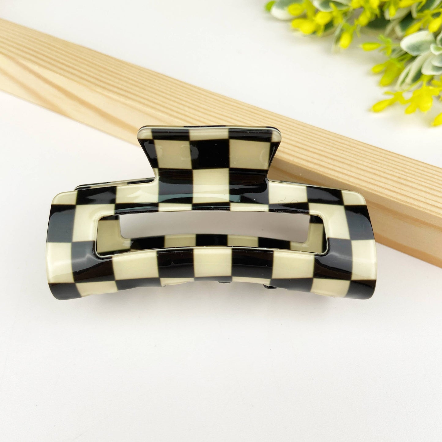 Pince à cheveux rétro en damier