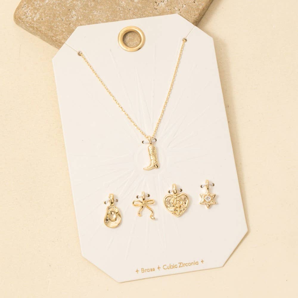 Western Cowboy Boots Swappable Pendant Necklace