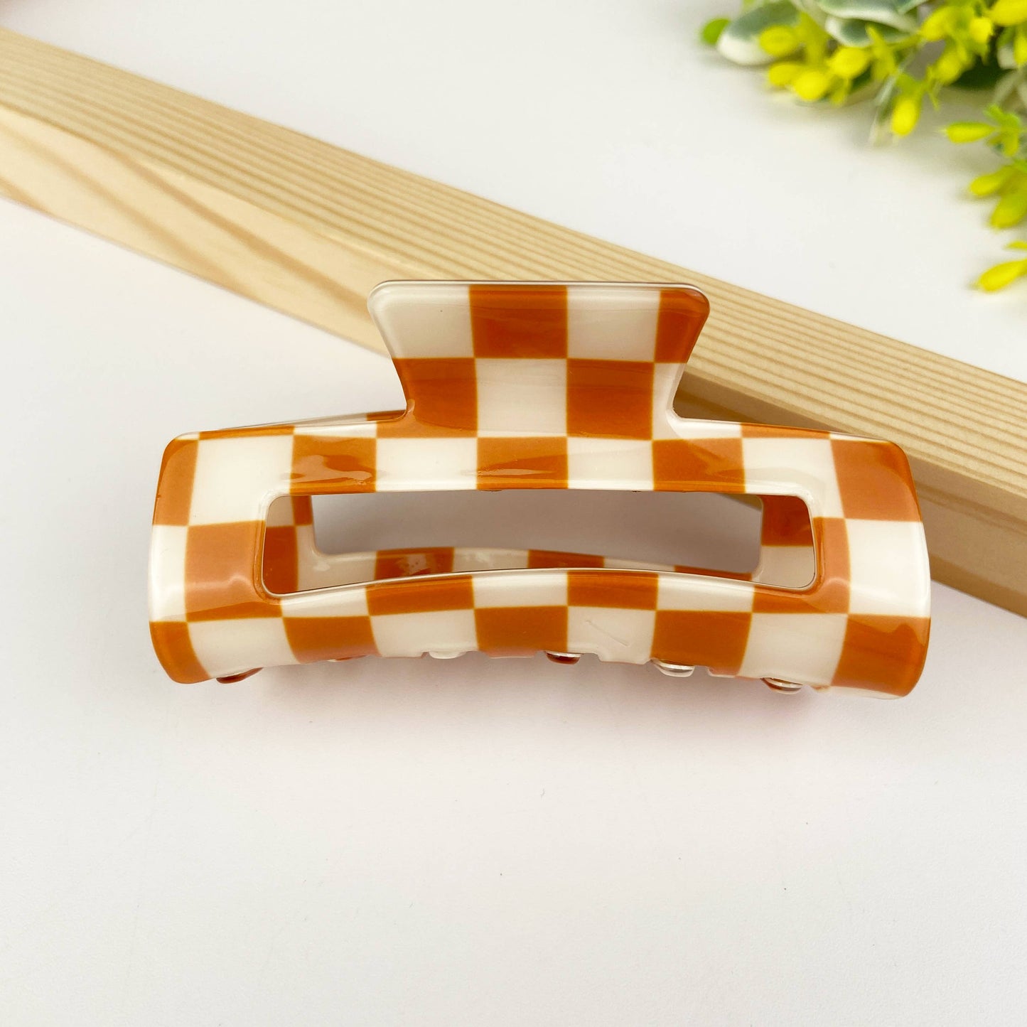 Pince à cheveux rétro en damier