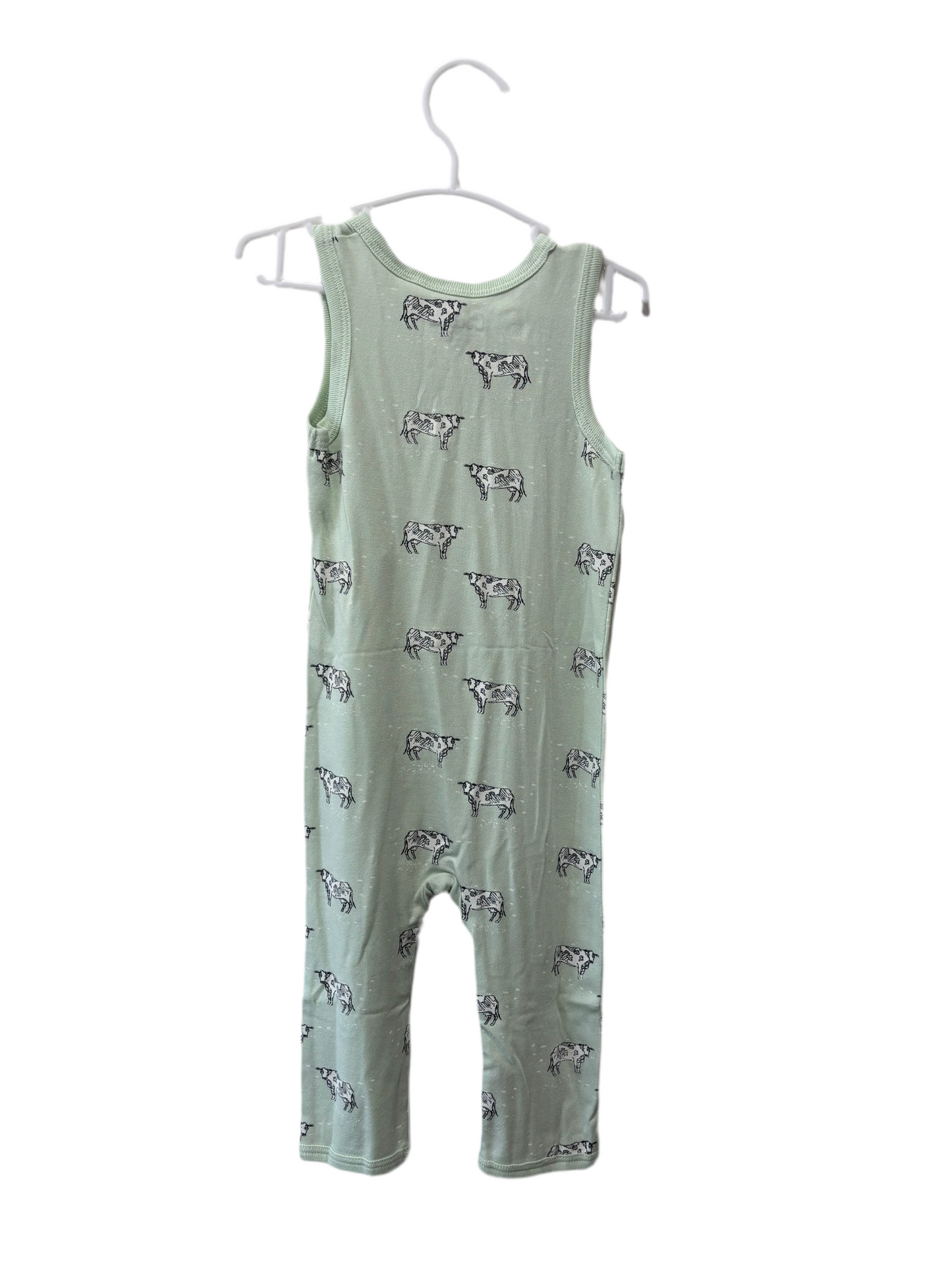 Modal Infant Unionsuit - Cow Print on Green
