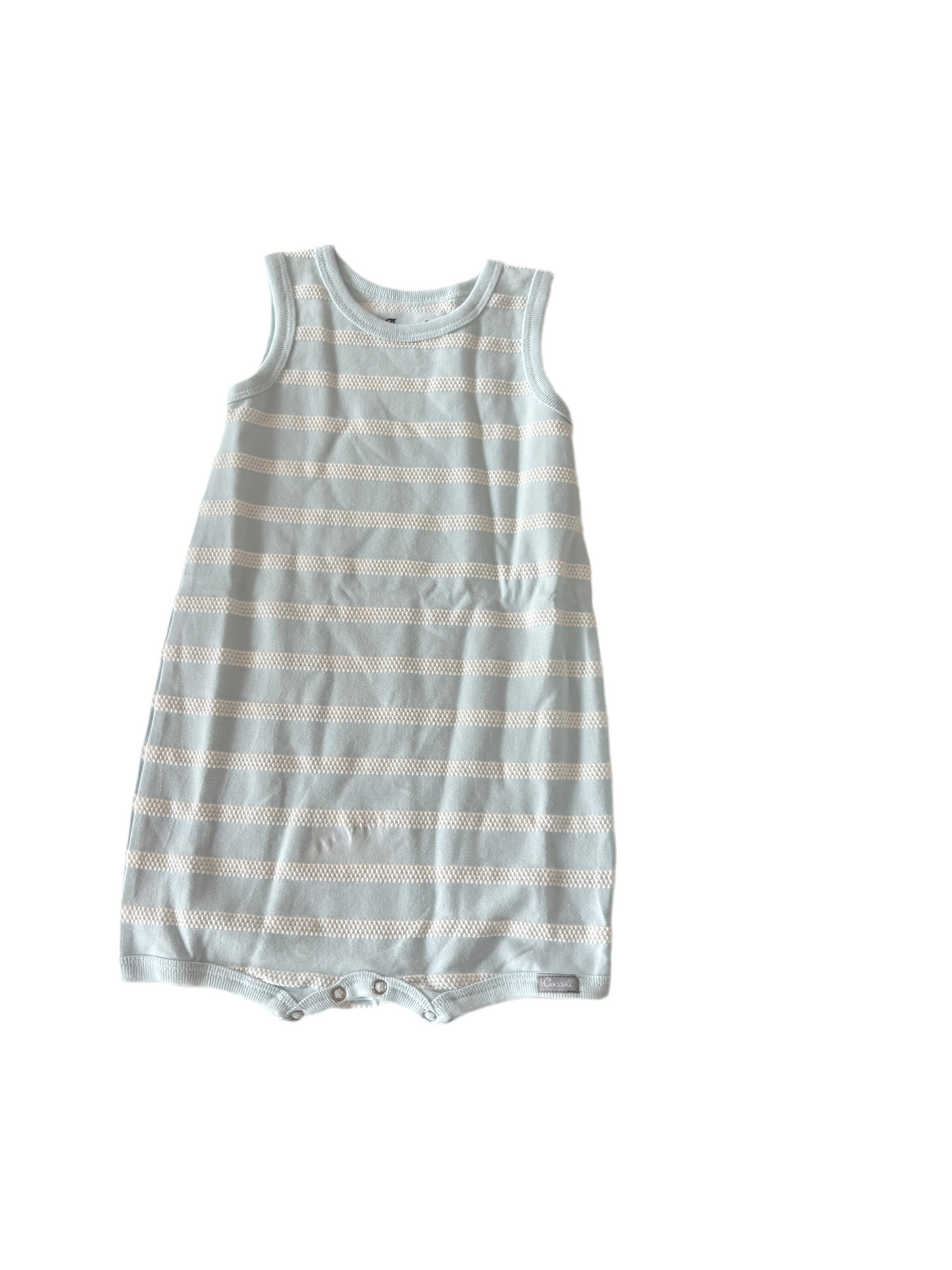 Coccoli Cotton Romper - Blue/Cream Bubble Stripe