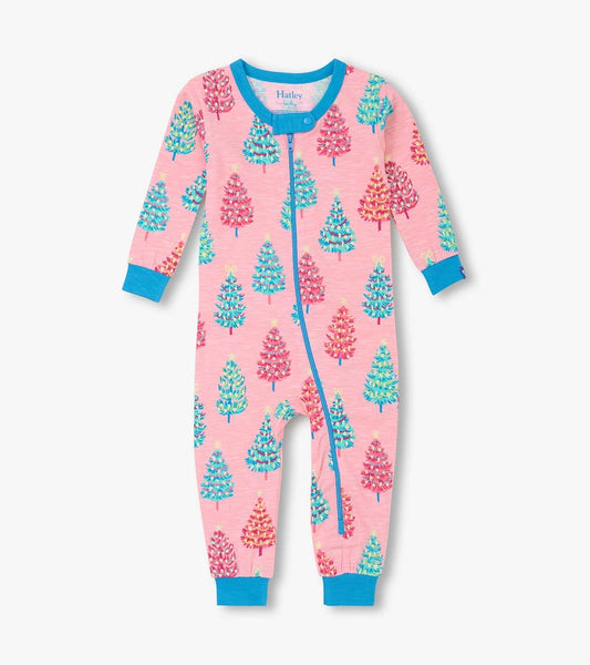 Baby Girls Pink Bottle Brush Trees Cotton Sleeper