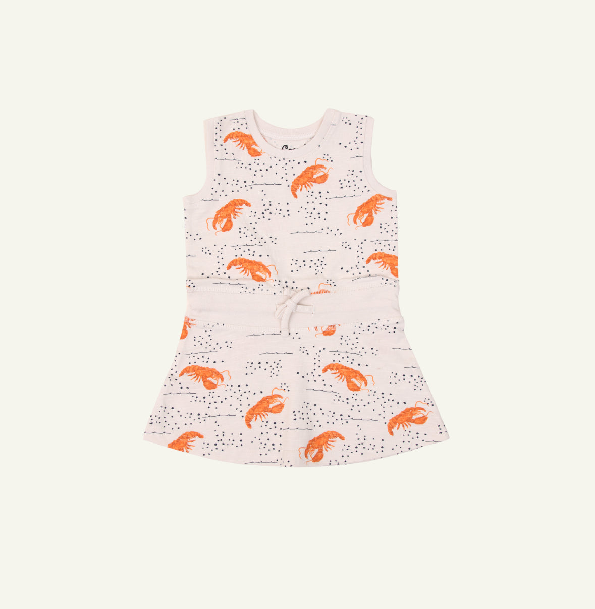 Coccoli Infant Girl Modal Blend Dress - Lobsters on Beige