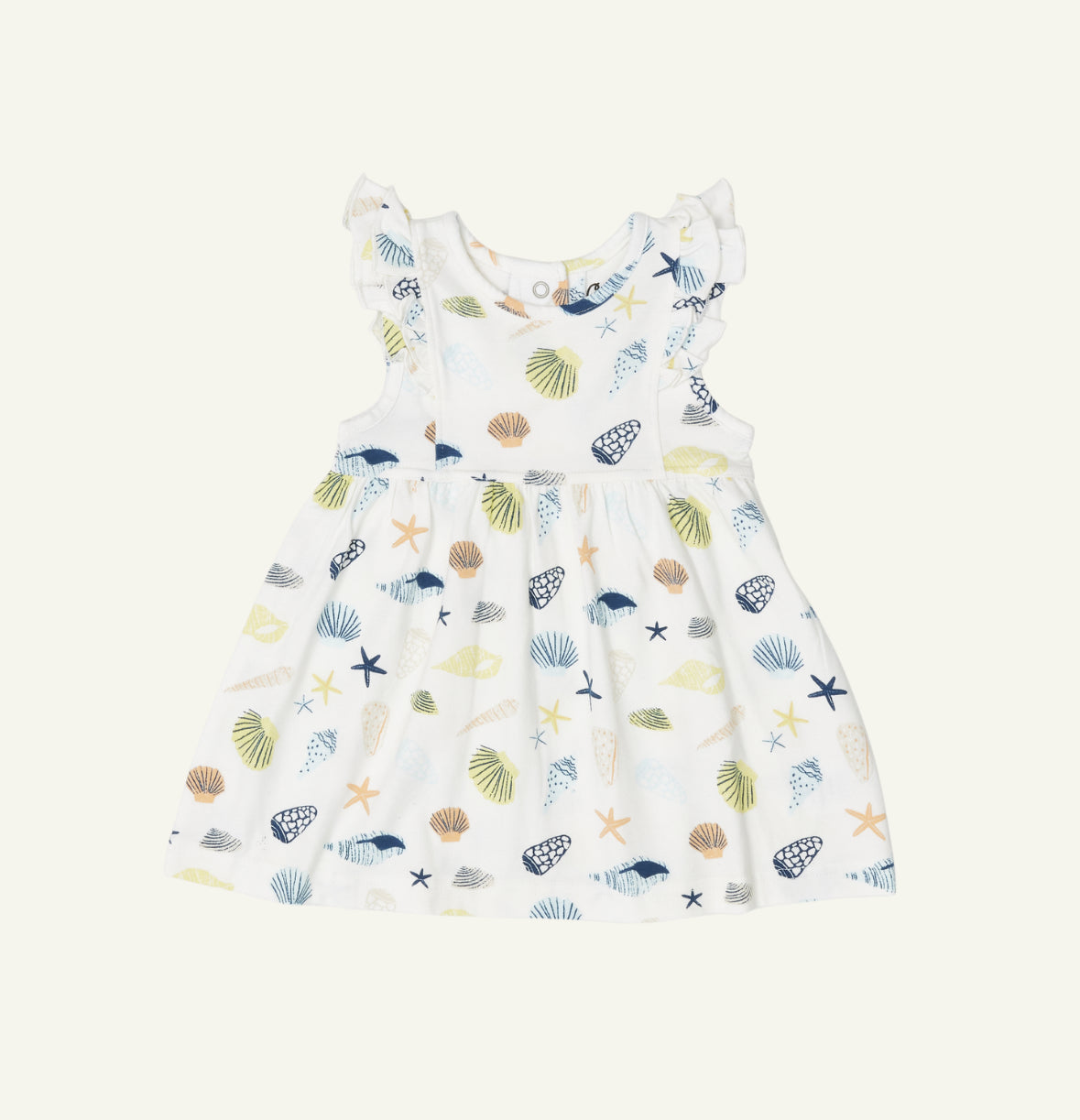Coccoli Girl’s Cotton-Modal Dress - Seashells on Cream