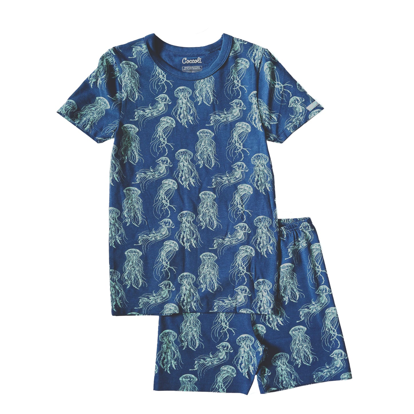 JELLYFISH ON MAJOLICA BLUE / SS COTTON-MODAL PYJAMA