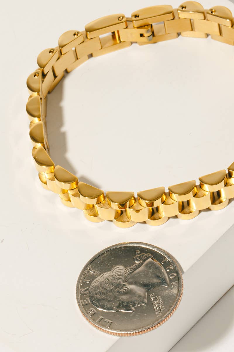 Wide Rounded Watch Chain Bracelet