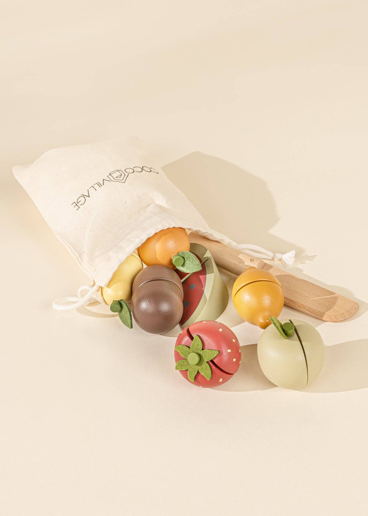Coffret de jeu de fruits en bois