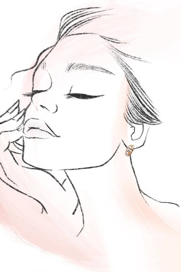 TRIO DE PENDIENTES HUGGIE DE DOBLE ARO CON PIEDRA BAGUETTE | 80E5317