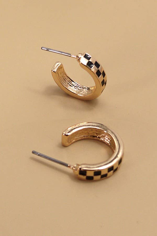 BOUCLES D'OREILLES MINI CHECKER HOOP HUGGIE | 31E24864