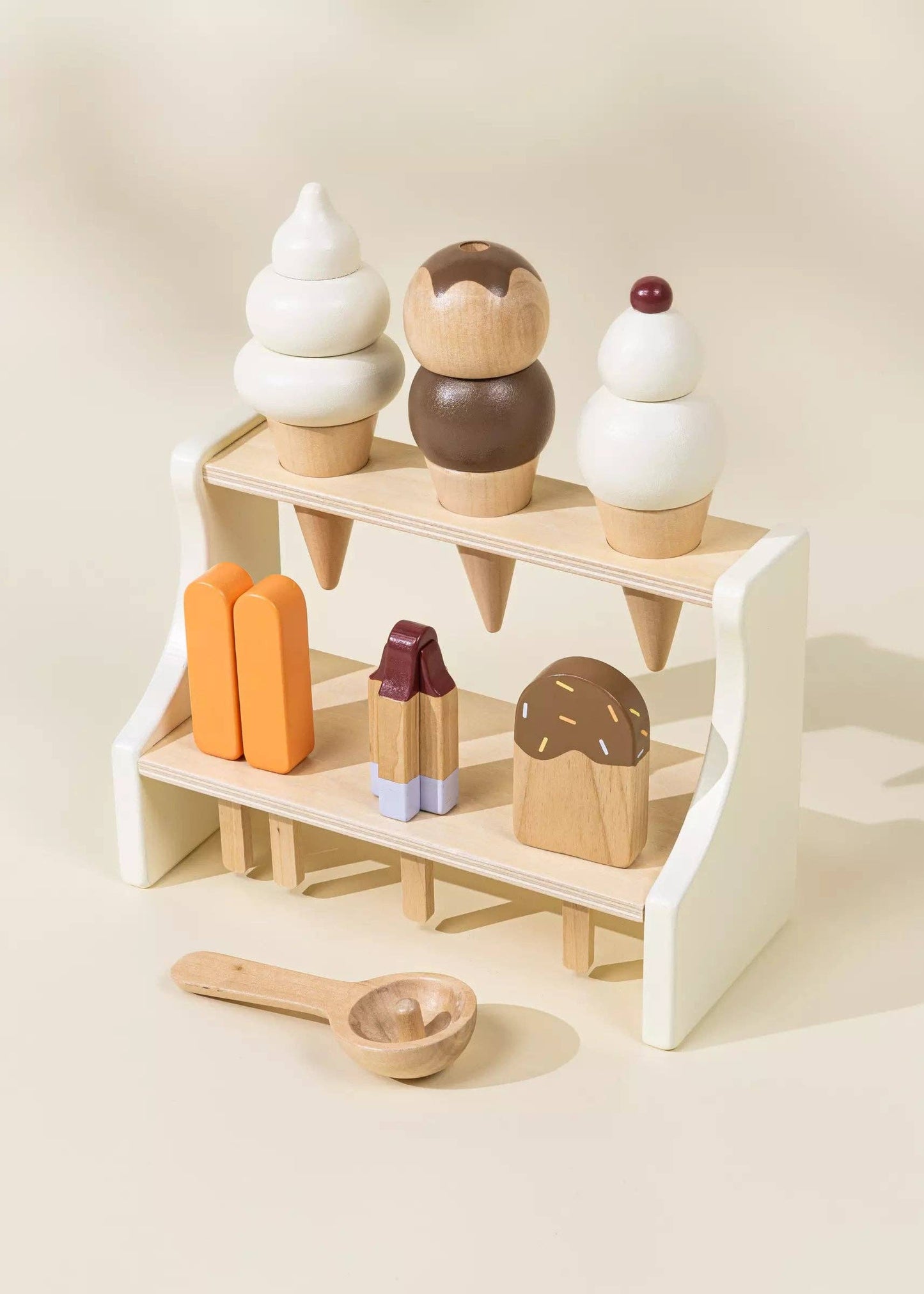 Présentoir à glace en bois et accessoires