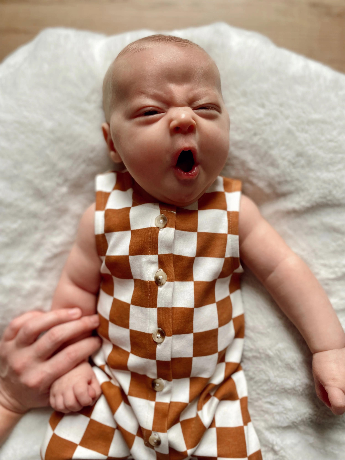Stracciatella Checkerboard / Organic Bay Jumpsuit (Baby)