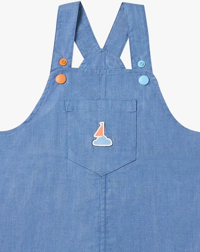 Denim Dress Overalls- Sailboat