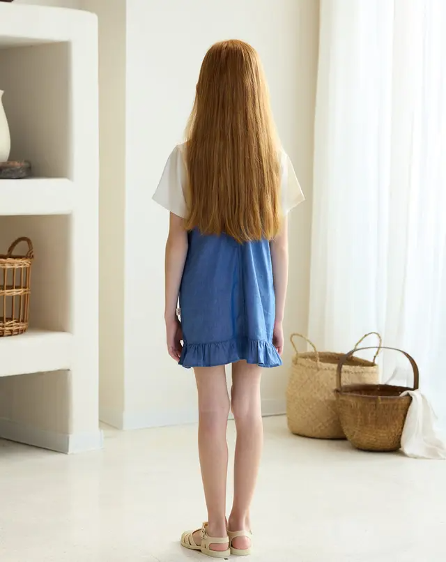 Denim Dress Overalls- Sailboat