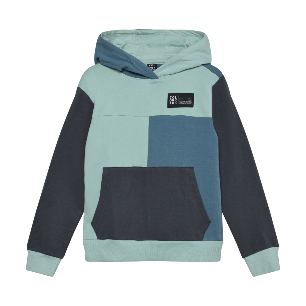 Sweat Hoodie Blue Colorblock- Colour Kids