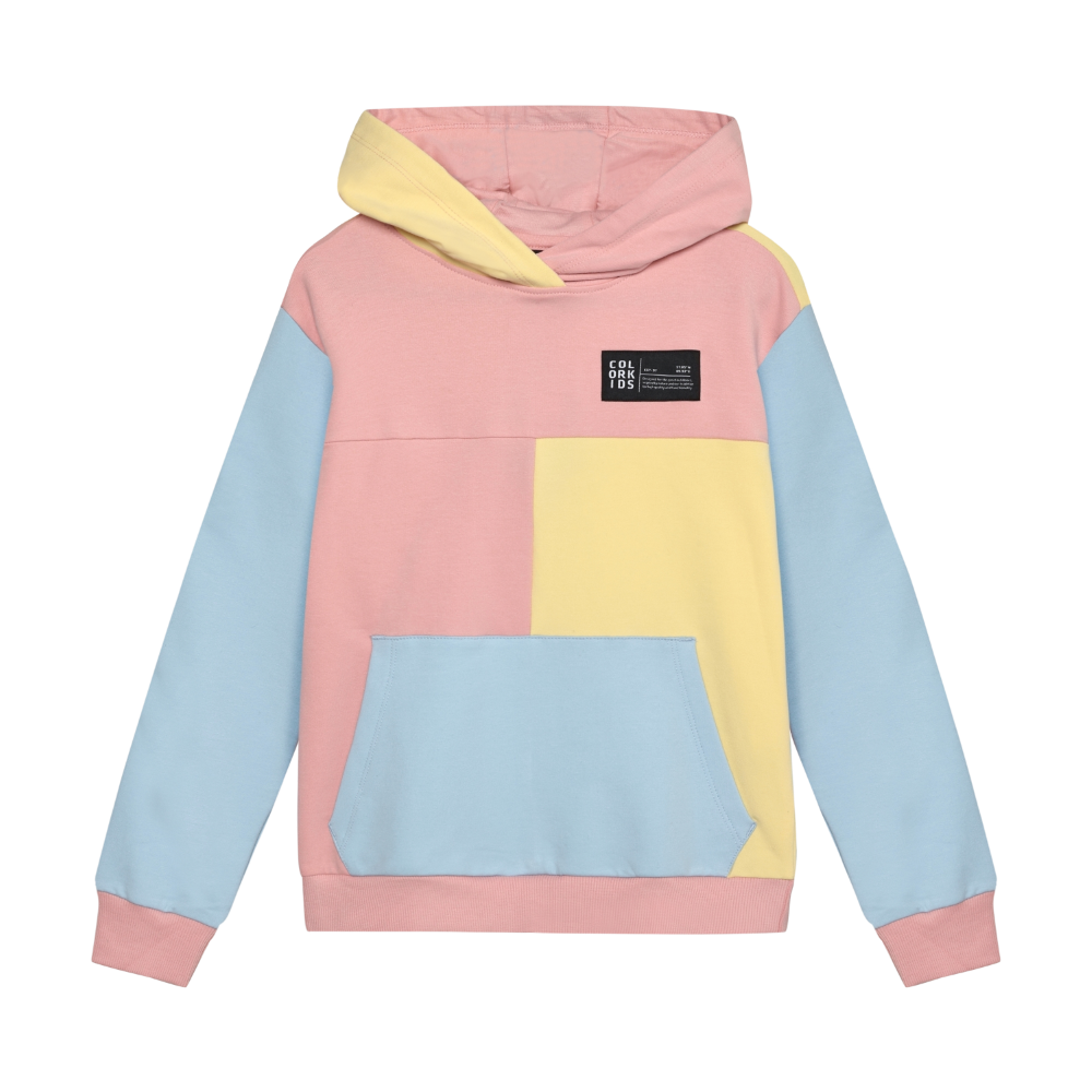 Sweat Hoodie Pink & Yellow Colourblock- Colour Kids