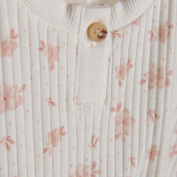 Delicate Pink Flowers Romper- Fixoni