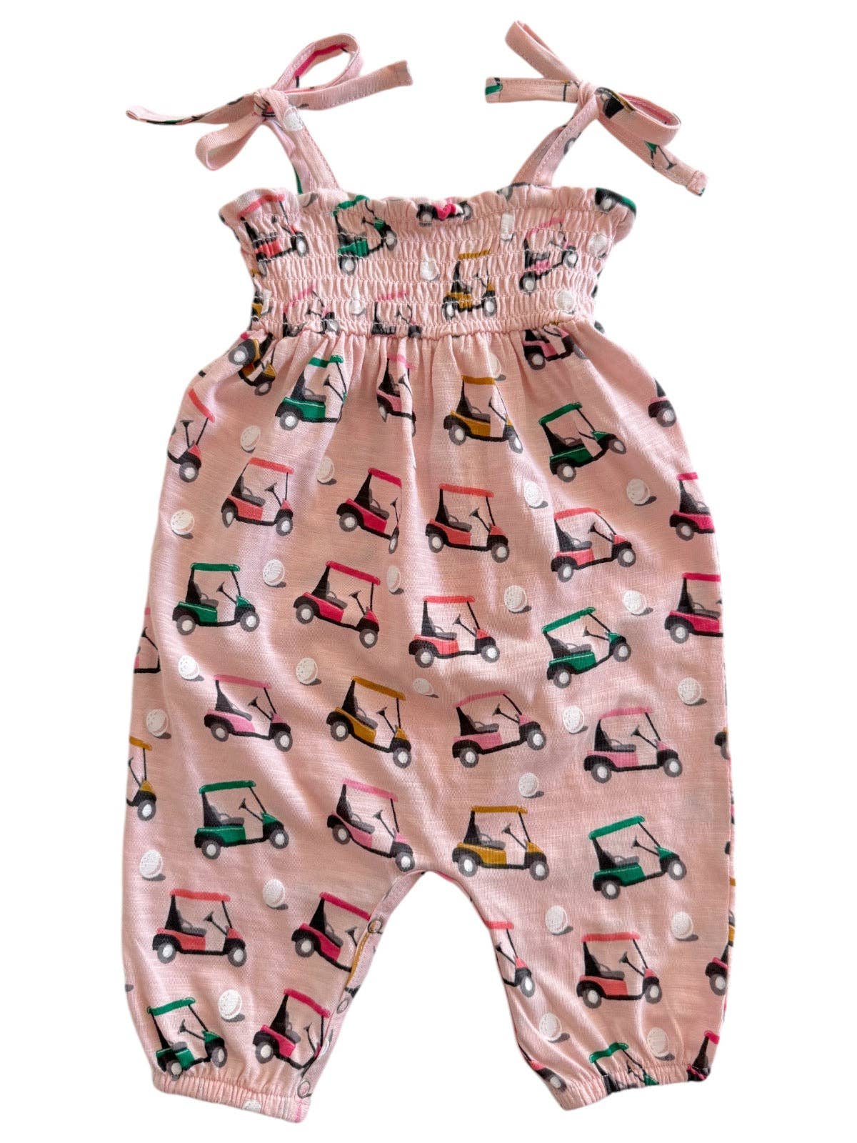 Combinaison smockée rose golf cart / flammé bio