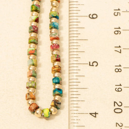 Metallic And Semi Precious Stone Beaded Necklace
