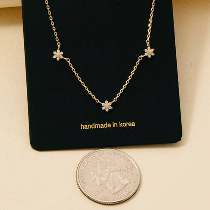 Dainty Cz Flower Station Necklace