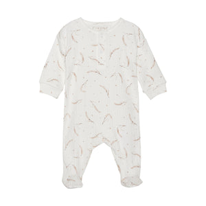 Fixoni: Onesie With Footie, White And Wheat Pattern