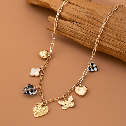 CHARM NECKLACE-HEARTS CHECKER RHINESTONE | 80N92651