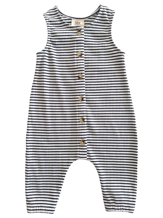 Black Stripe / Organic Ribbed Bay Jumpsuit (Baby - Kids)