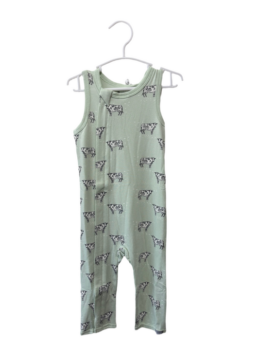 Modal Infant Unionsuit - Cow Print on Green
