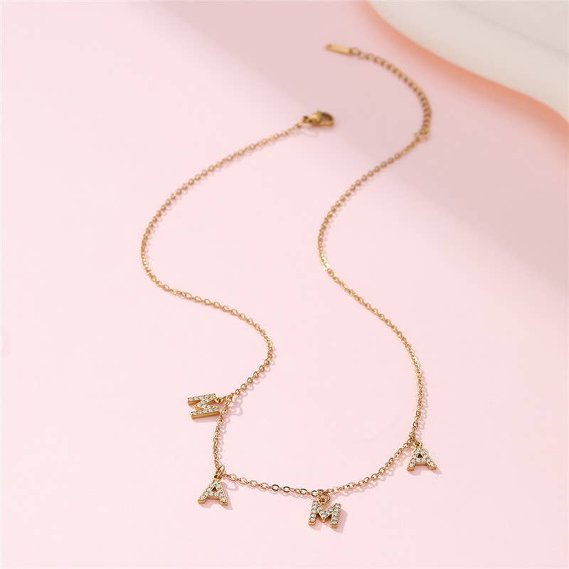 18K STAINLESS STEEL TARNISH FREE MAMA NECKLACE | 40NK9727