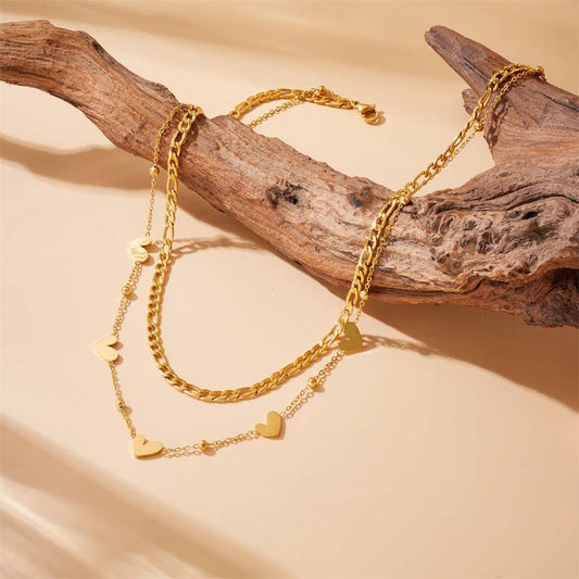 COLLAR EN CAPAS DE ACERO INOXIDABLE DE 18 K SIN DESLUSTRACIÓN | 40NK9424