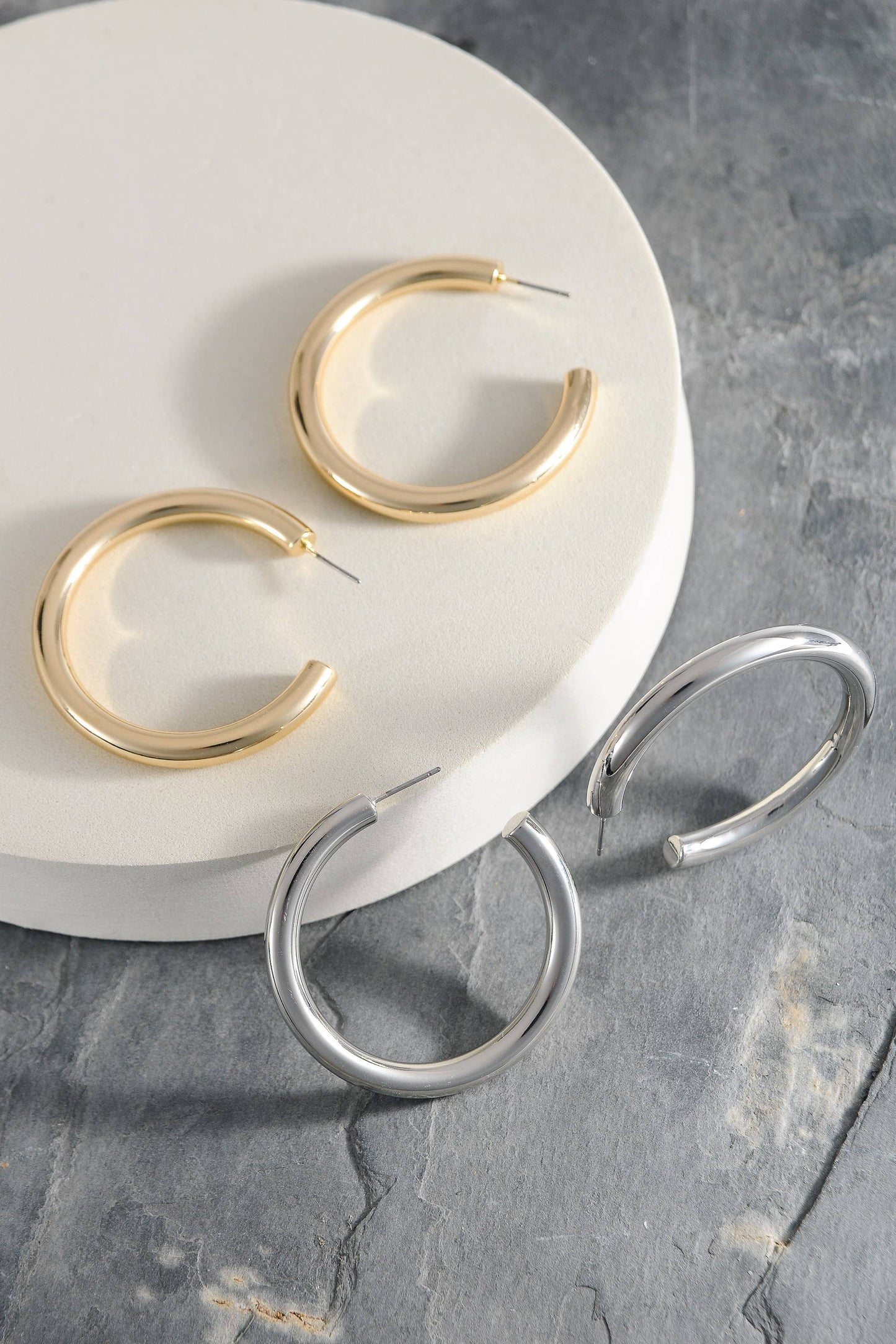 BOUCLES D'OREILLES CRÉOLES CLASSIQUES ÉPAISSES 1,75 POUCE | 10E3032446