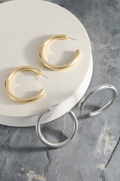 BOUCLES D'OREILLES CRÉOLES CLASSIQUES ÉPAISSES 1,75 POUCE | 10E3032446