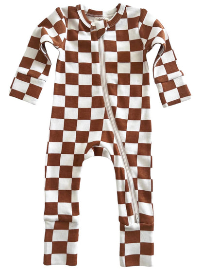 Stracciatella Checkerboard / Organic 2-Way Zip Romper (Baby)