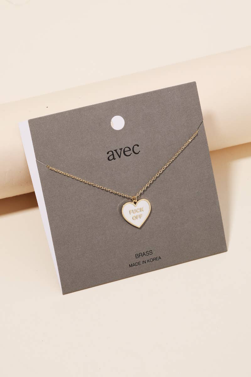 Fuck Off Heart Pendant Necklace