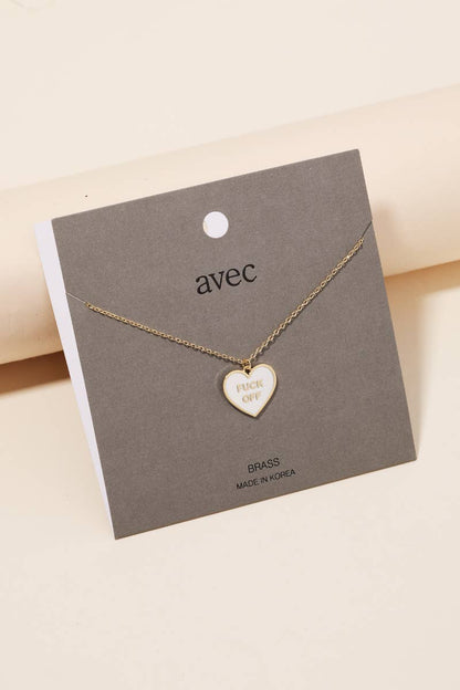 Fuck Off Heart Pendant Necklace