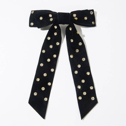 PRETTY RHINESTONE STUD BOW RIBBON HAIR CLIPS | 40H1002