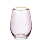 Stemless Wine Glass - Pink with Gold Rim