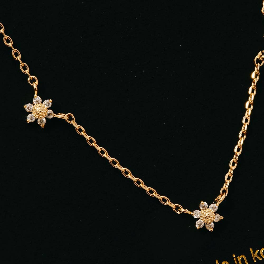 Dainty Cz Flower Station Necklace